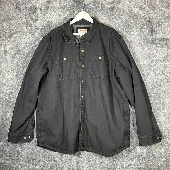 LL Bean Katahdin Iron Works Shacket Shirt Jacket 2XL Black Fleece Lined Chore - Picture 1 of 7